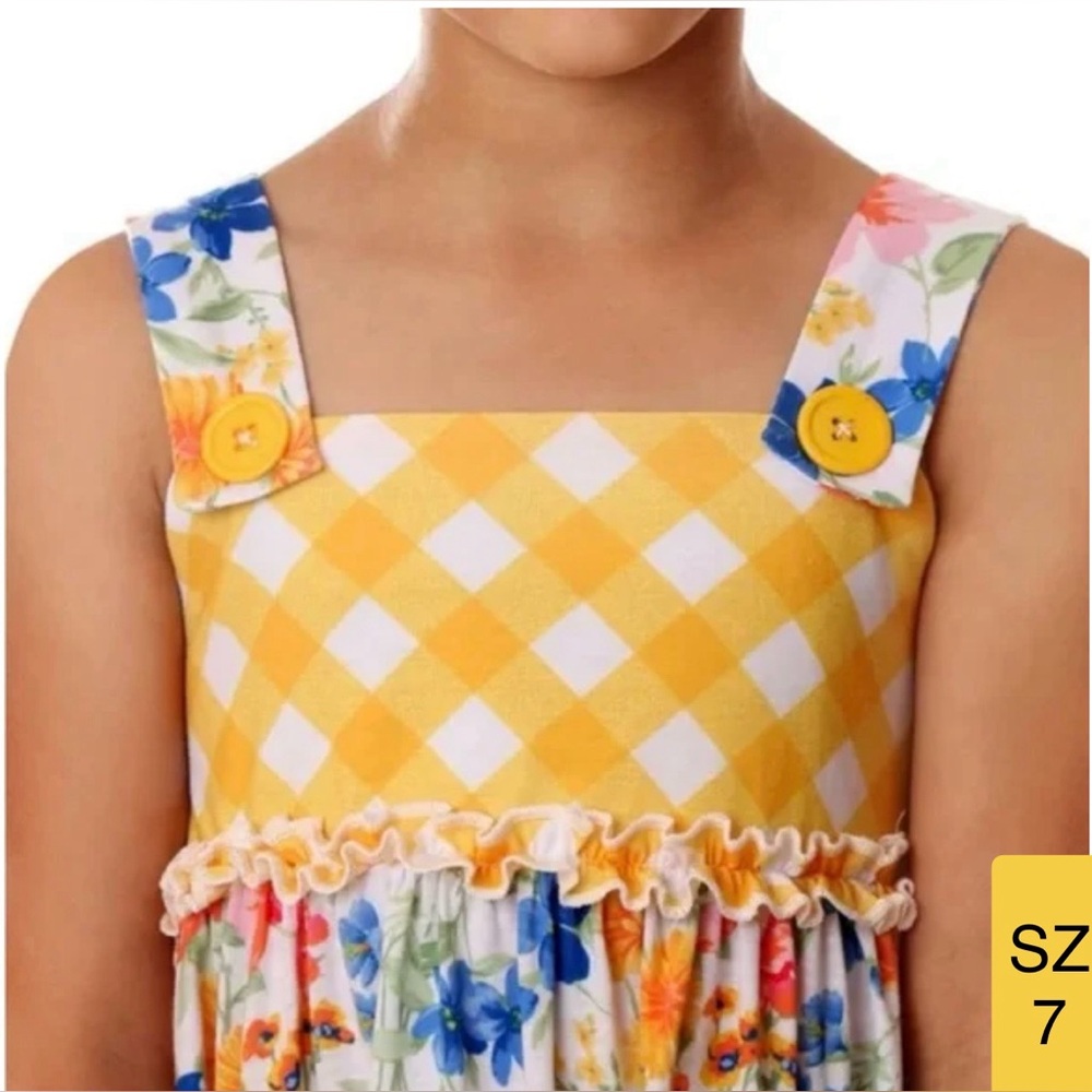 JONA  Michelle  Summer Floral Dress W/Yellow Gingham Top
SIZE  Girls  (7) NWT - Picture 6 of 16